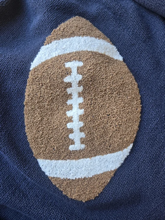 Mia & Tess Navy Football Sweater Cardigan Large Button Front Cozy Graphic Preppy - Picture 4 of 6